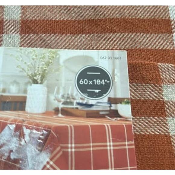 NEW Threshold Fall Tablecloth Orange Plaid - Picture 3 of 3